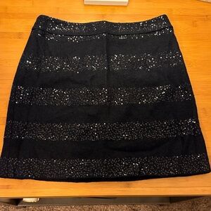 LOFT Black Mini Skirt with Sequin Stripes